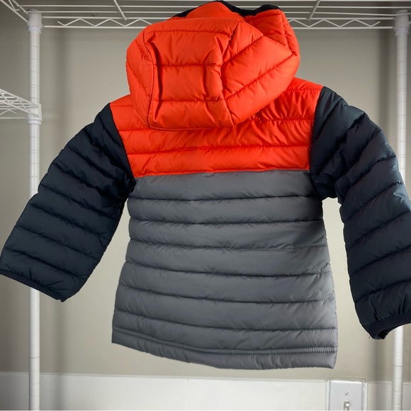 Columbia Toddler Little Boys Powder Lite Hooded Jacket Gray/Orange Size 2T NWT - Picture 3 of 4
